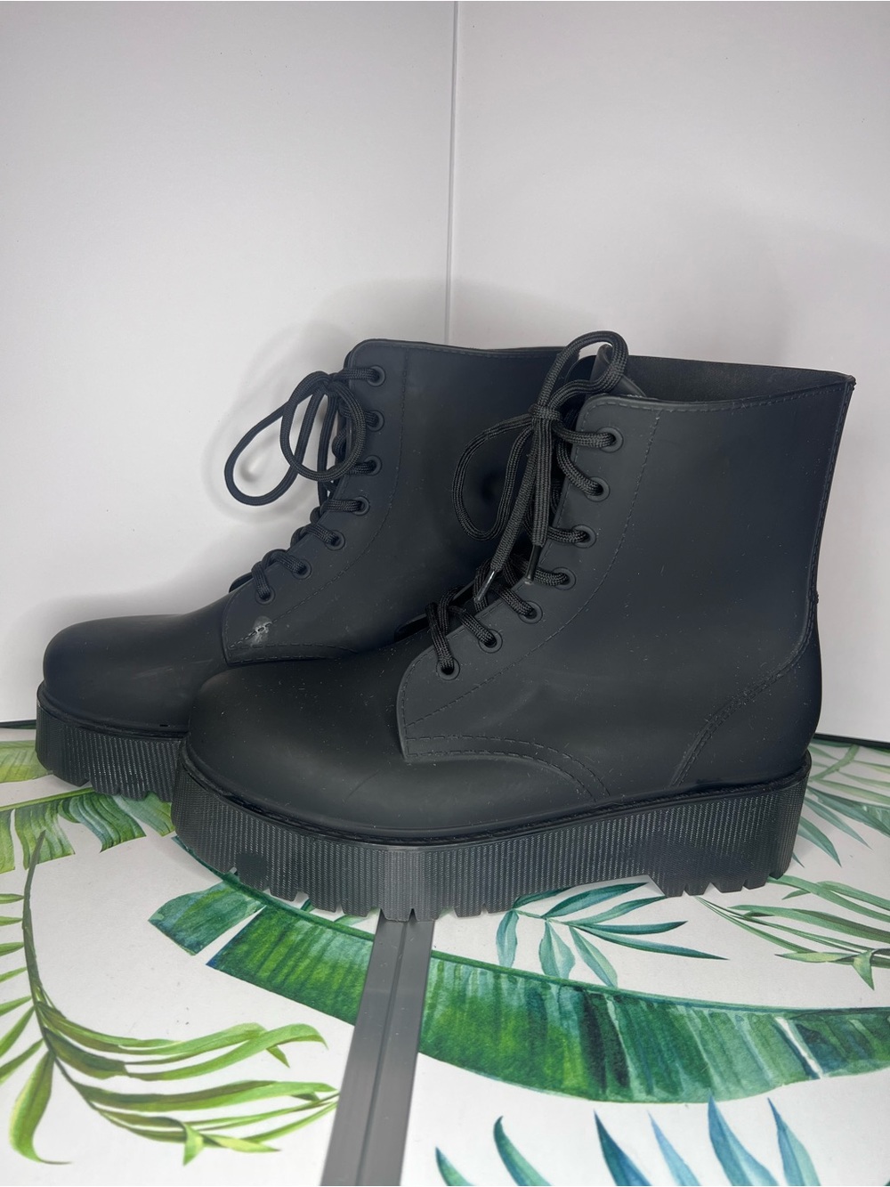 Jeffrey Campbell Matte Black Lace-Up Platform Boots